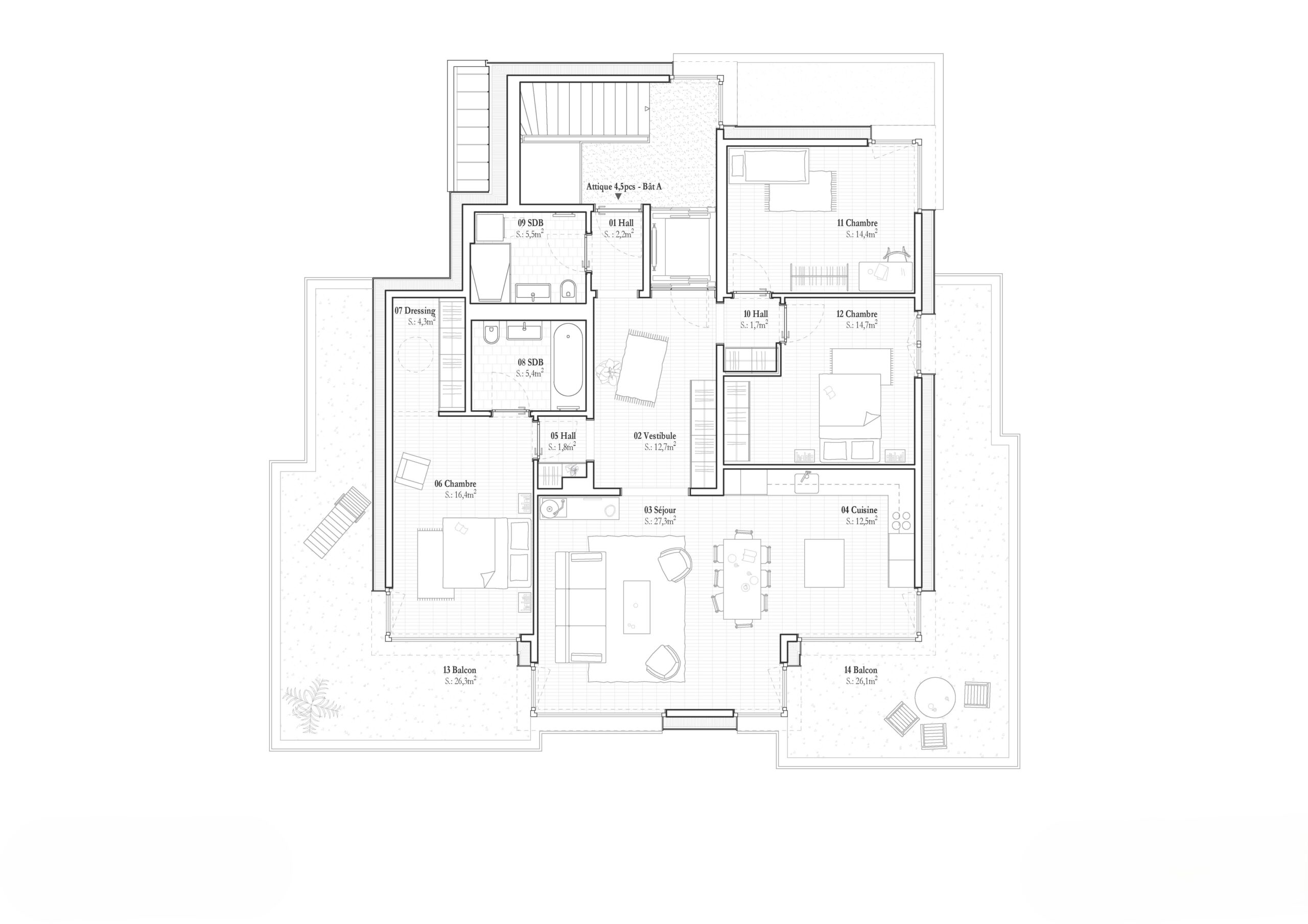 Plan bâtiment A - Attique