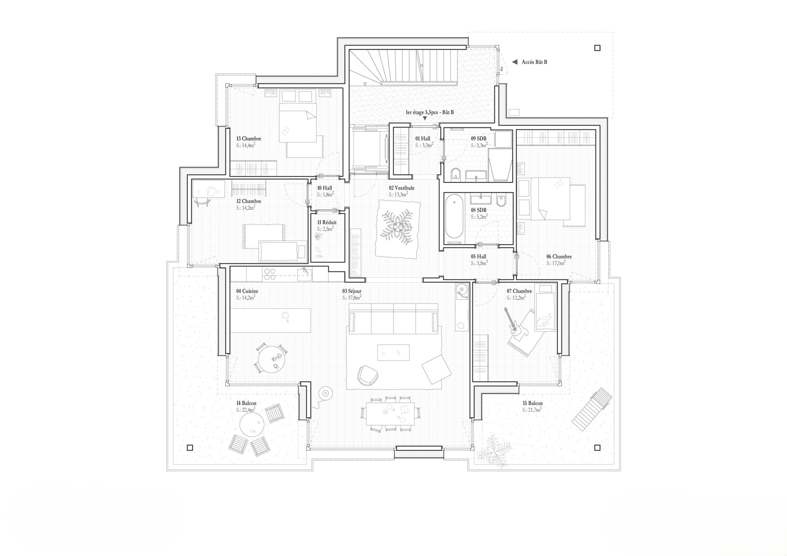 Plan bâtiment B - 1er étage