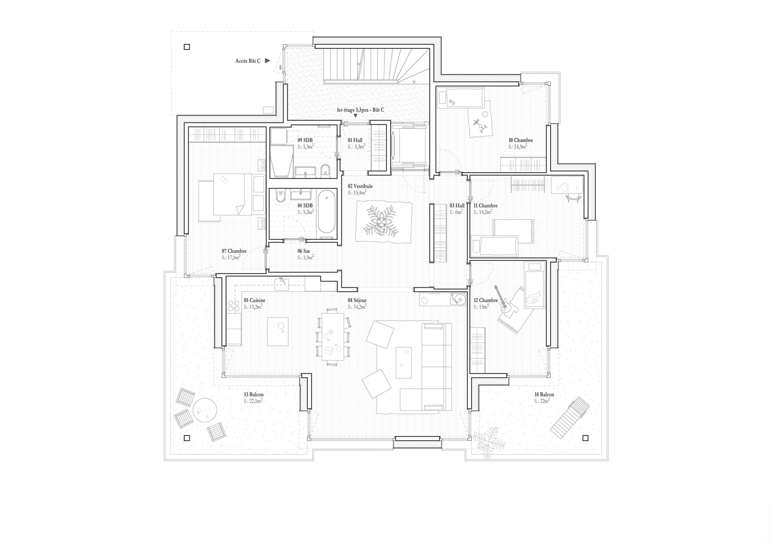 Plan bâtiment C - 1er étage