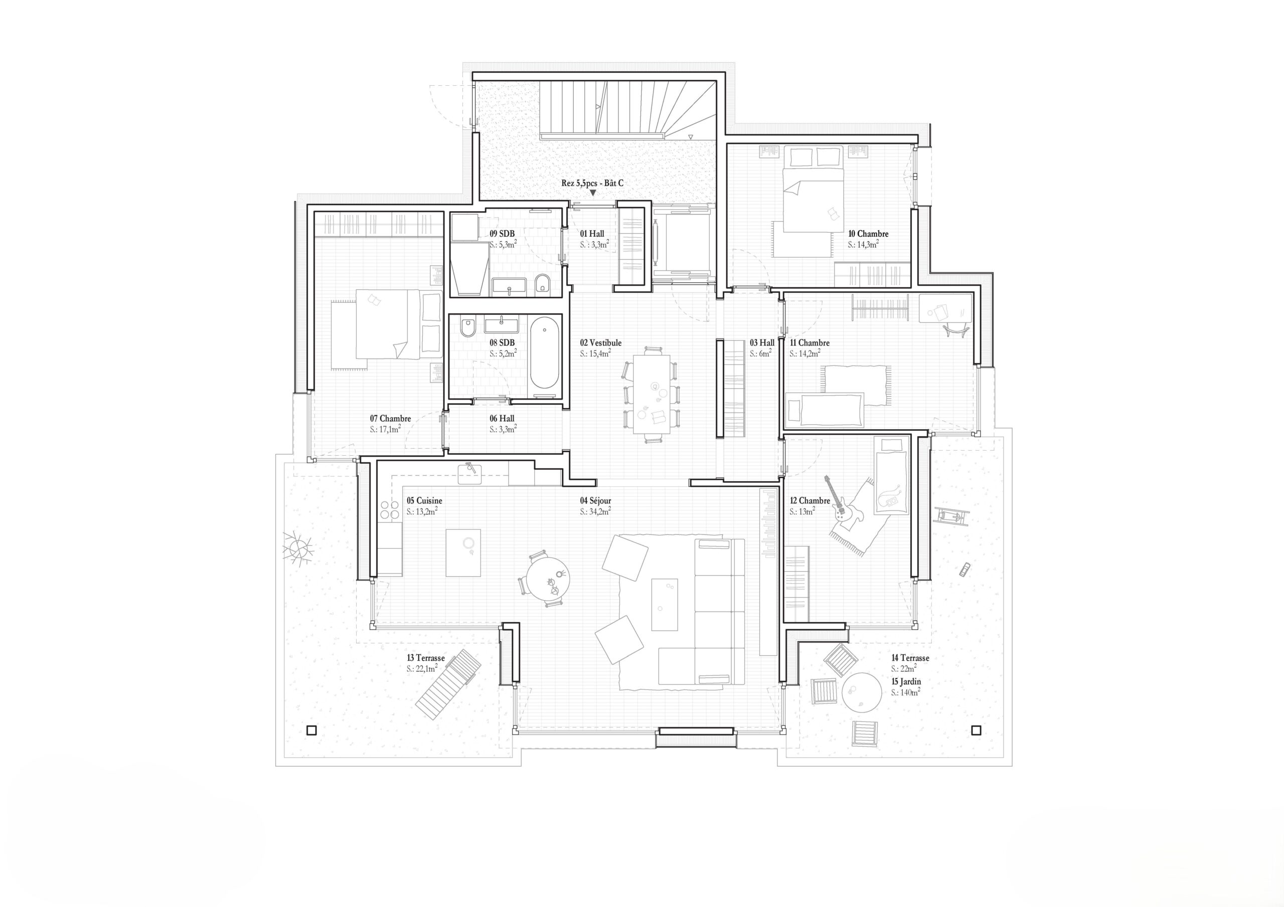 Plan bâtiment C - Rez