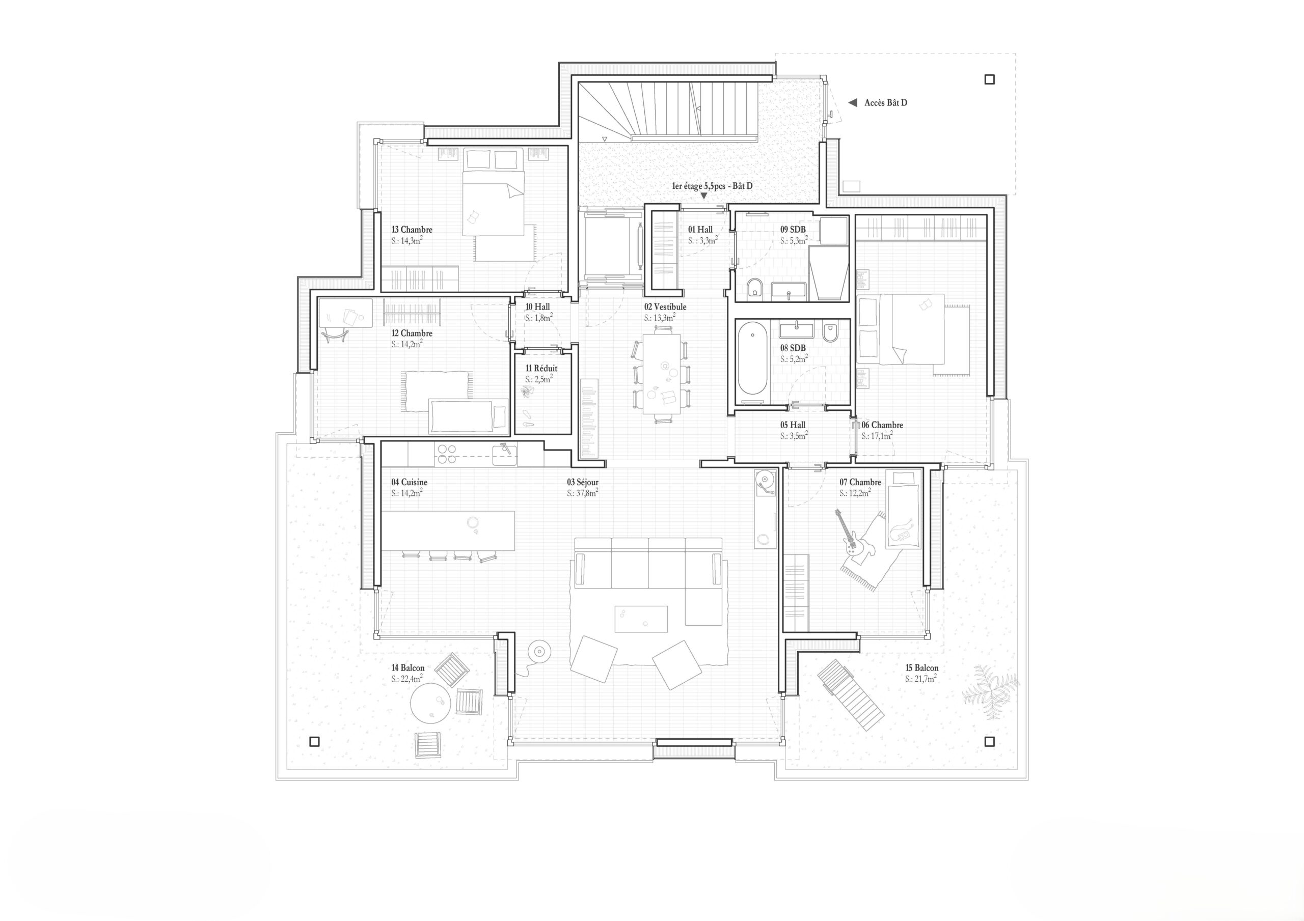 Plan bâtiment D - 1er étage