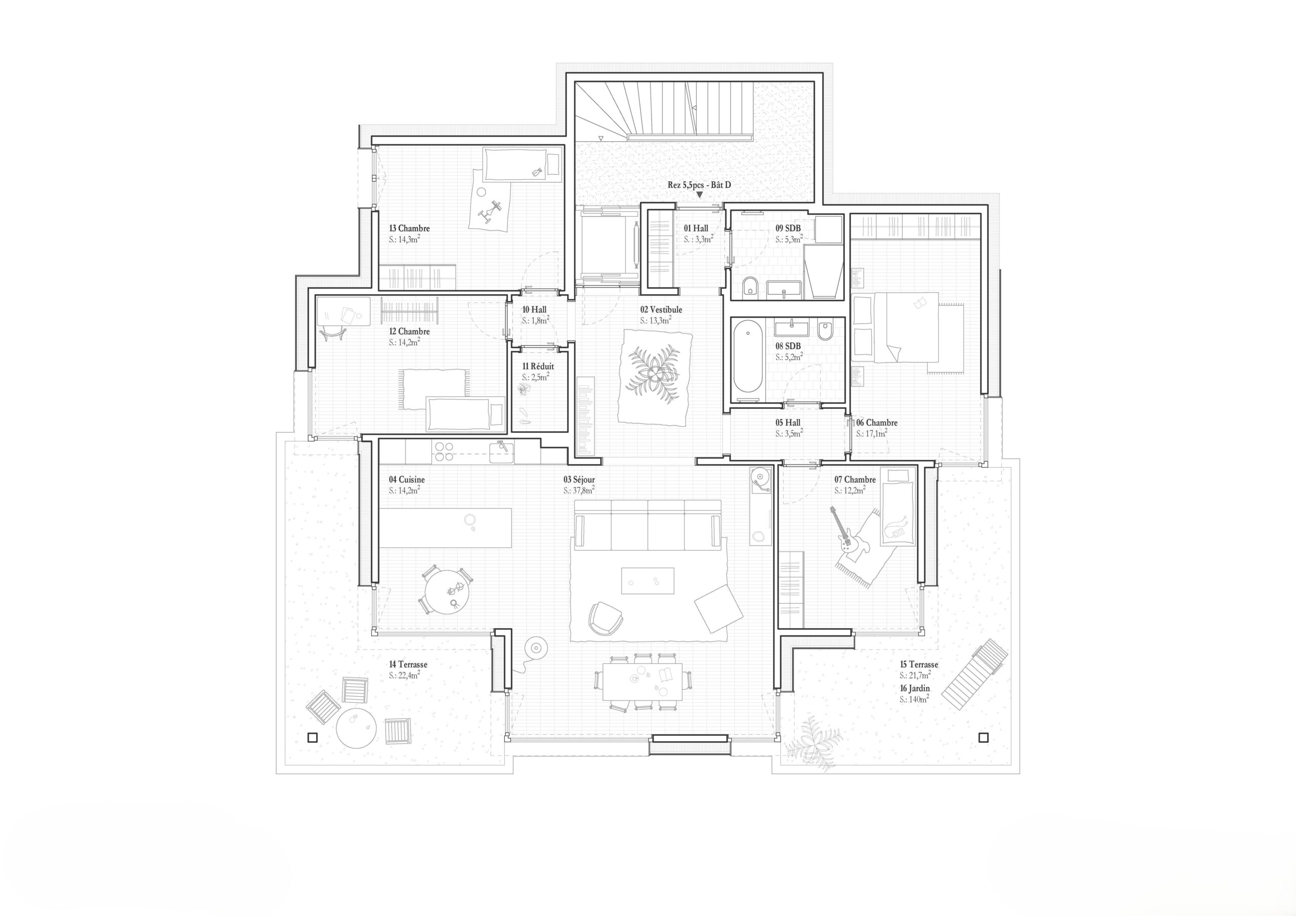 Plan bâtiment D - Rez