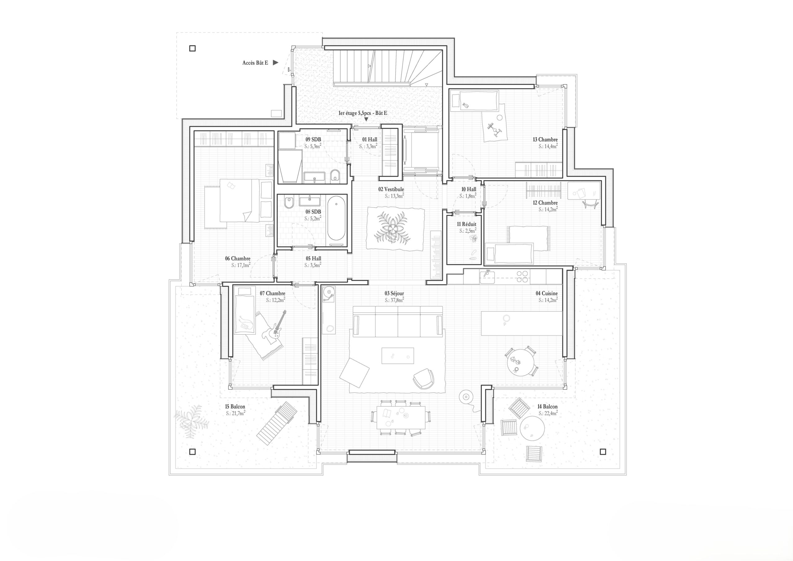 Plan bâtiment E - 1er étage