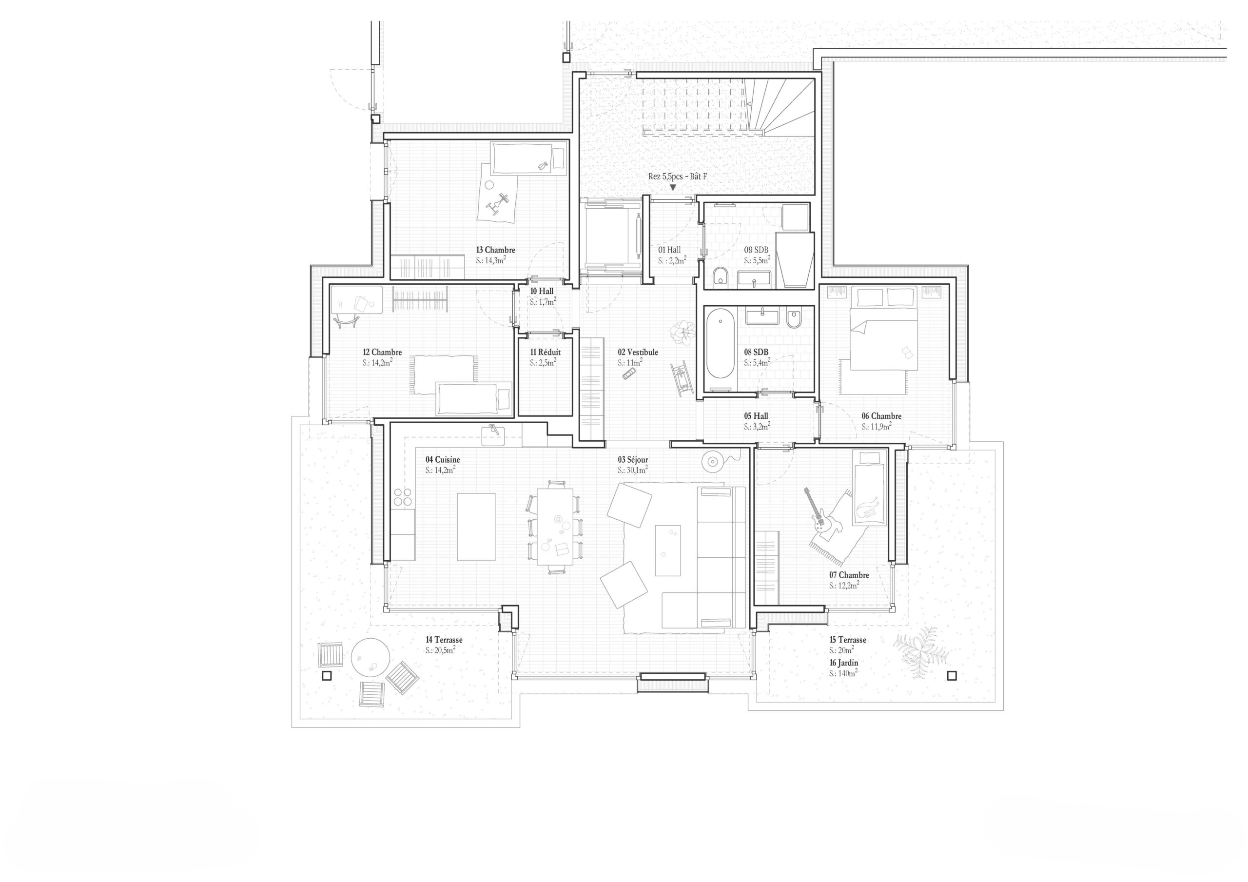 Plan bâtiment F - Rez