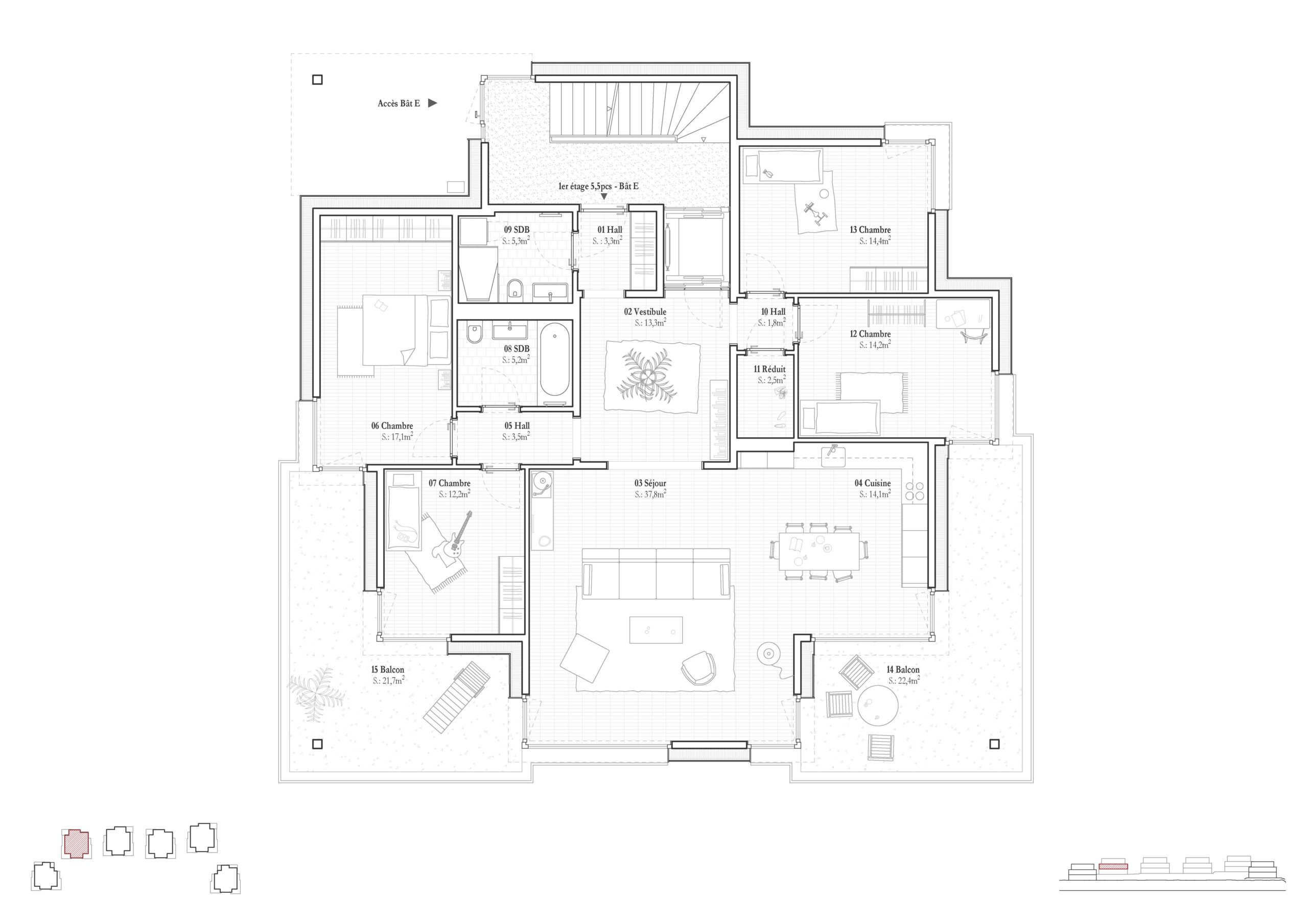 Plan bâtiment E - 1er étage