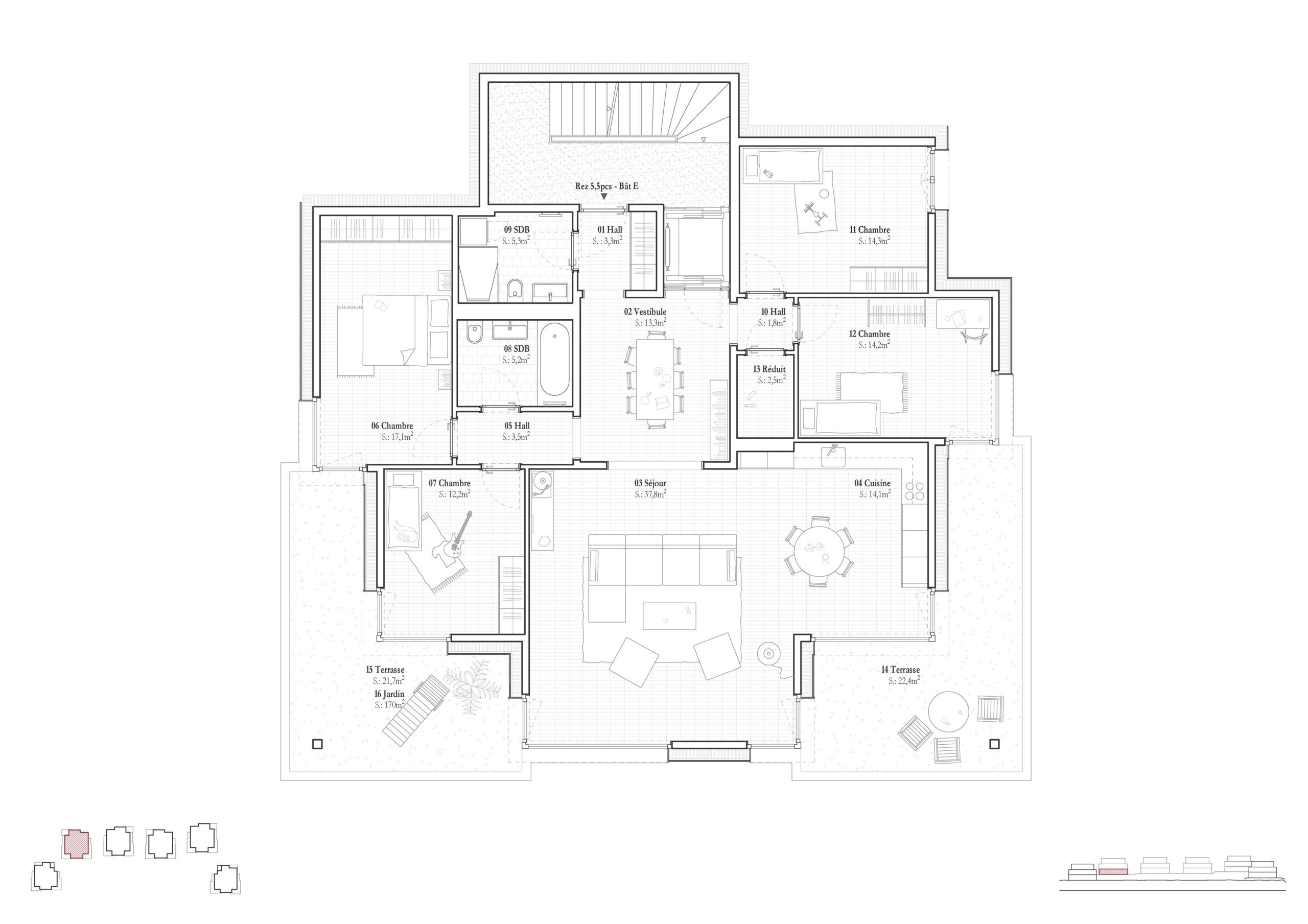 Plan bâtiment E - Rez